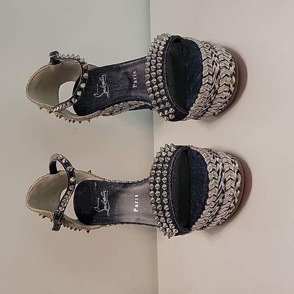 Christian Louboutin Madmonica 120 Denim Platform Wedges - Picture 13 of 14